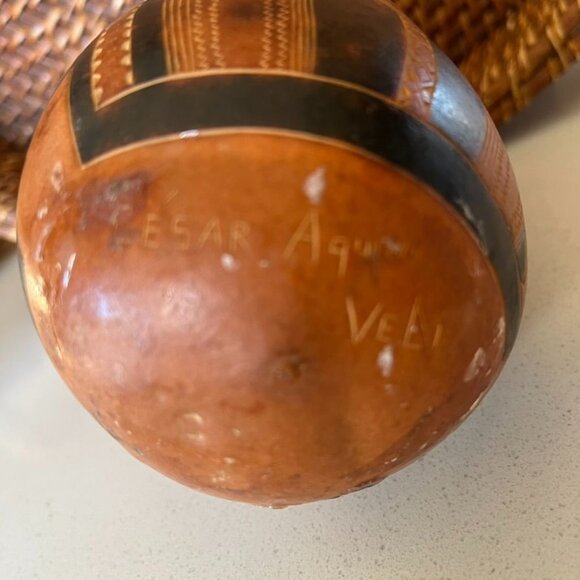 César Aquino Veli Orig Folk Art Peruvian Gourd Musician Figurines Saxophone - Picture 6 of 12